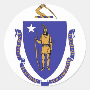 Etiqueta com a bandeira de Massachusetts