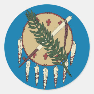 Etiqueta com a bandeira de Oklahoma