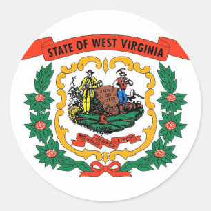 Etiqueta com a bandeira de West Virginia