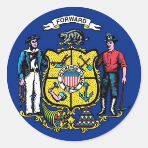 Etiqueta com a bandeira de Wisconsin