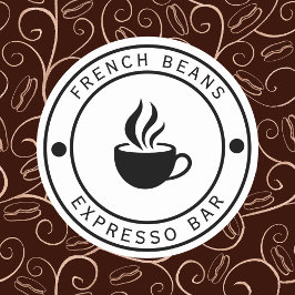 Etiqueta com o logotipo do café