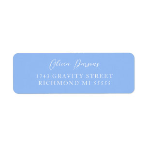 Etiqueta com Script do Periwinkle Blue Modern Eleg