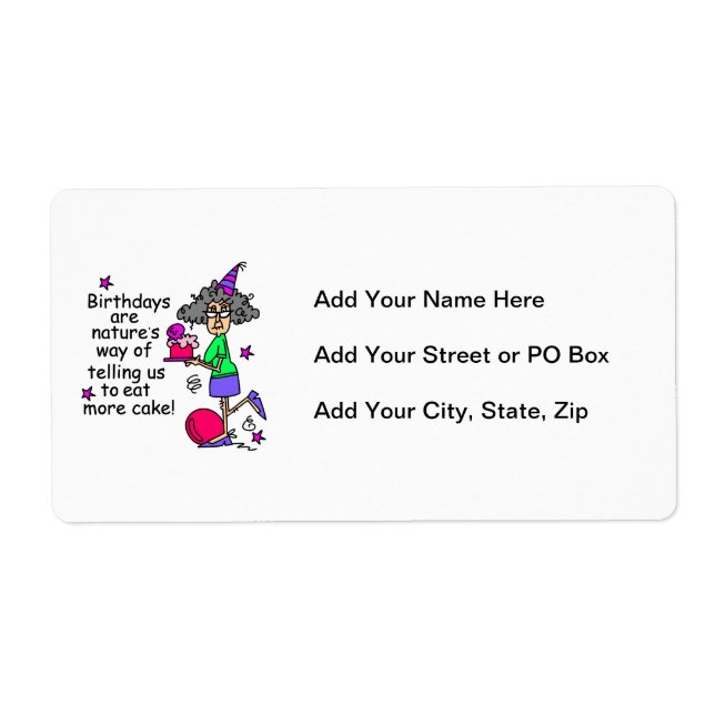 Etiqueta Coma Mais Bolo Humor de Aniversário (Frente)