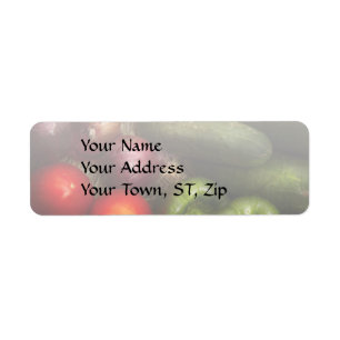 Etiqueta Comida - Cebolas, tomates, pimentos e pepinos