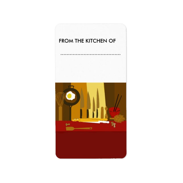 Etiqueta Comida Jars Goodies Cook Culinary Knife Spot (Frente)