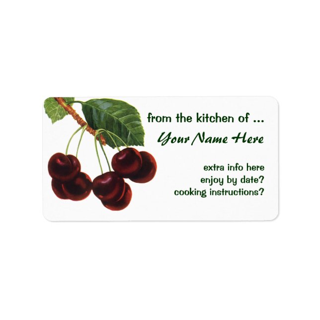 Etiqueta Comidas de Frutas, Cerejas de Estripagem de uma Ár (Frente)