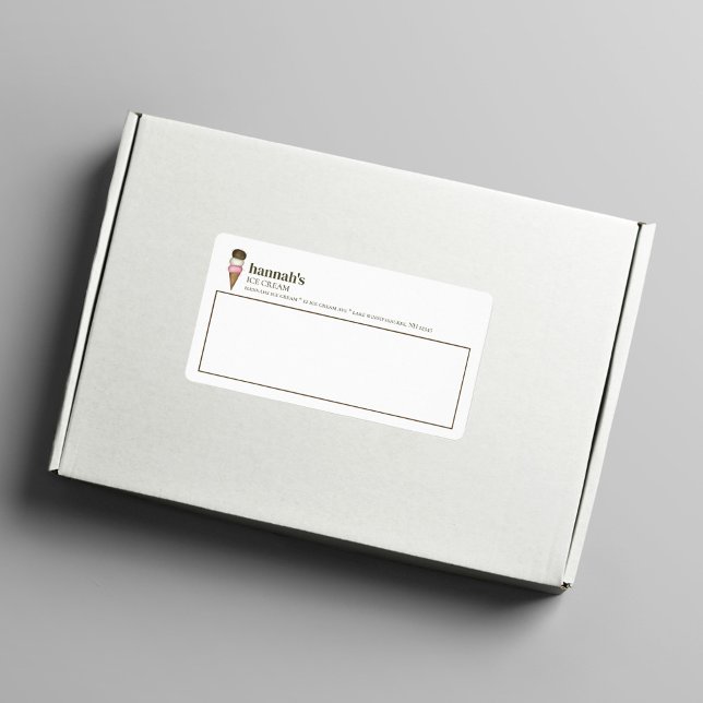 Etiqueta Compro de Sorvetes de Negócio Personalizado (Ice cream cone business shipping label.)