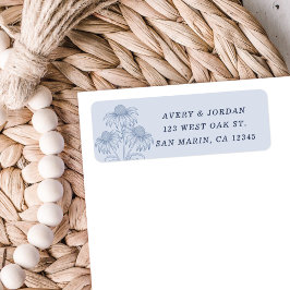 Etiqueta Coneflower Dusty Blue WedReturn Endereço