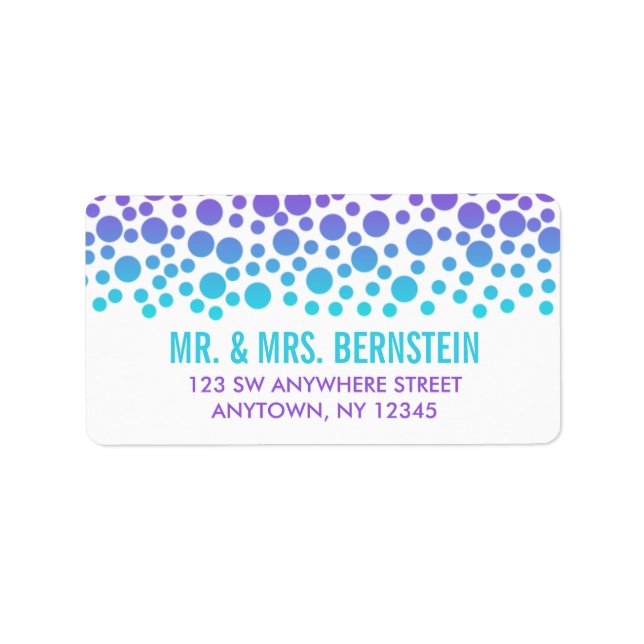 Etiqueta Confetti Dots Purple Teal Address (Frente)
