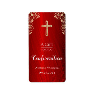 Etiqueta Confirmação Personalizada Sanetizer Dourado Vermel