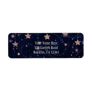 Etiqueta Convite celestial estrelado roxo & Dourado