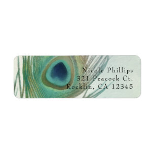 Etiqueta Convite de Aquarela Boho Chic Pena de Pavão