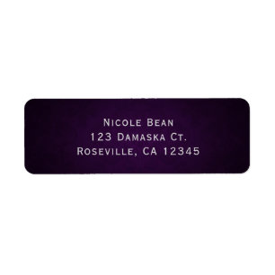Etiqueta Convite de Casamento Elegante Damask Roxo Escuro