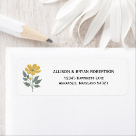 Etiqueta Convite de Casamento Floral Amarelo Borboleta Ende