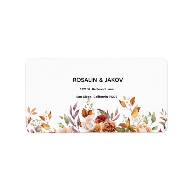 Etiqueta Convite de Casamento Floral Boho Blush (Frente)