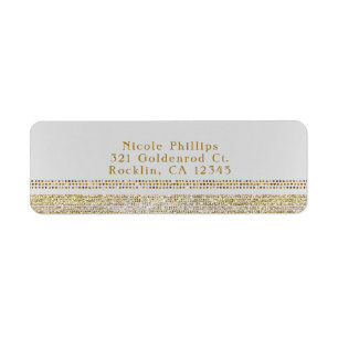 Etiqueta Convite de Festa Glamour Dourado e Branco