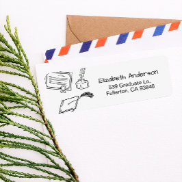 Etiqueta Convite de Volta de Graduado Desenhado à Mão Moder