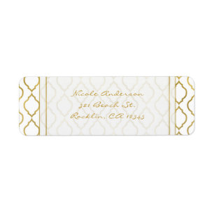 Etiqueta Convite Elegante Dourado e Branco com Glamour Marr