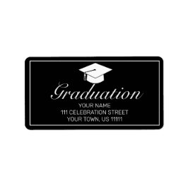 Etiqueta Convite para graduação mínima moderna em preto