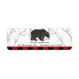 Etiqueta Convite para o Casamento Rustic Bear & Red Plaid W