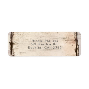 Etiqueta Convite Rustic White Birch Floral & Hummingbird