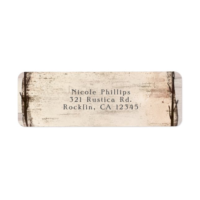 Etiqueta Convite Rustic White Birch Floral & Hummingbird (Frente)