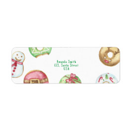 Etiqueta Cookies de rosquinhas de aquarelas de Natal