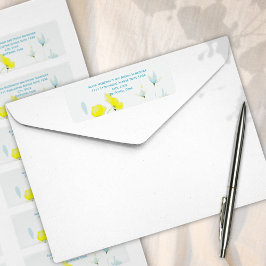 Etiqueta Cópulas Amarelas Rústicas Simples Azuis Aquarela