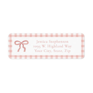 Etiqueta Coquette Bow Pink Gingham Trendy Return Address