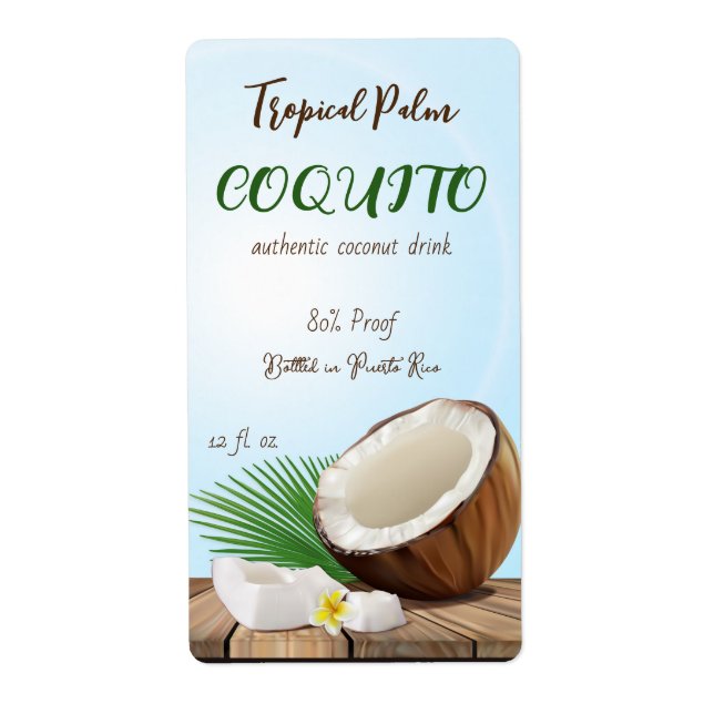 Etiqueta Coquito Tropical (Frente)