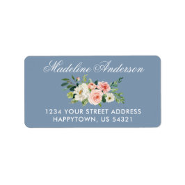 Etiqueta Cor da Água Rosa Floral Dusty Azul Endereço de Dev