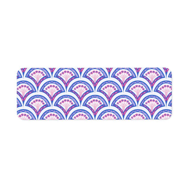 Etiqueta cor damasco floral azul (Frente)