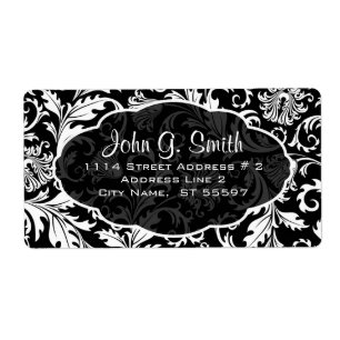 Etiqueta Cor damasco Floral Preta e Branca - Modelo