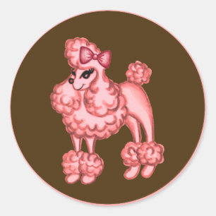 Etiqueta cor-de-rosa da caniche