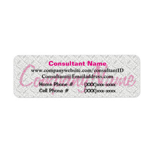 Etiqueta cor-de-rosa do consultante das vendas