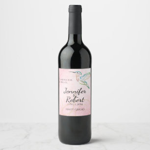 Etiqueta cor-de-rosa do vinho do casamento da