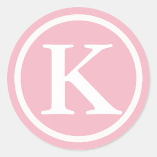 Etiqueta cor-de-rosa e branca inicial Monogrammed
