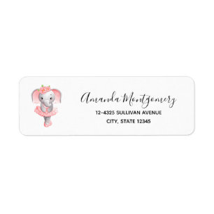 Etiqueta Cor-de-rosa e elefante-Cinza Ballerina