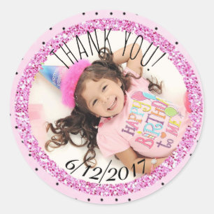 Etiqueta cor-de-rosa e preta personalizada da foto