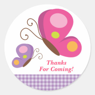 Etiqueta cor-de-rosa e roxa da borboleta -