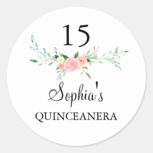 Etiqueta cor-de-rosa floral de Quinceanera da