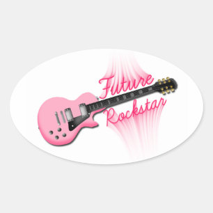 Etiqueta cor-de-rosa futura do oval da guitarra de
