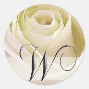Etiqueta cor-de-rosa nupcial branca… W inicial d