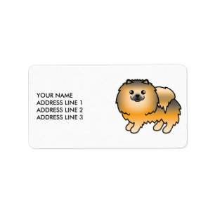 Etiqueta Cor e Texto do Cartoon Pomeraniano de Molho Molhad