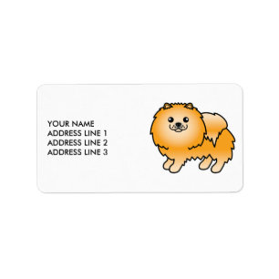 Etiqueta Cor e Texto do Cartoon Pomerano Laranja