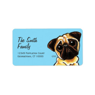 Etiqueta Cor feita sob encomenda da cara do Pug da jovem