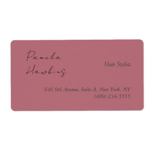 Etiqueta Cor na moda de ouro simples rosa profissional