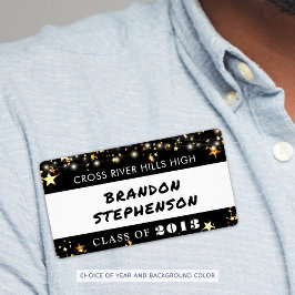 Etiqueta Cor Personalizada de Estrelas Douradas do Nome de 