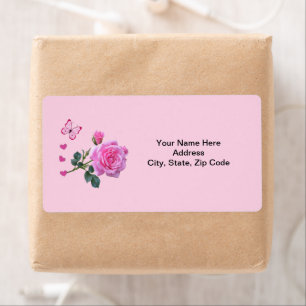Etiqueta Cor rosa rosa rosa Floral Borboleta Corações Rótul