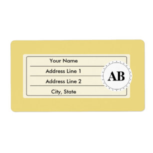 Etiqueta Cor sólida amarela Buff com monograma